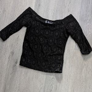 Putré-Fashion Black Lace Off Shoulder Top XS Handmade Canadian Goth Fairy Grunge